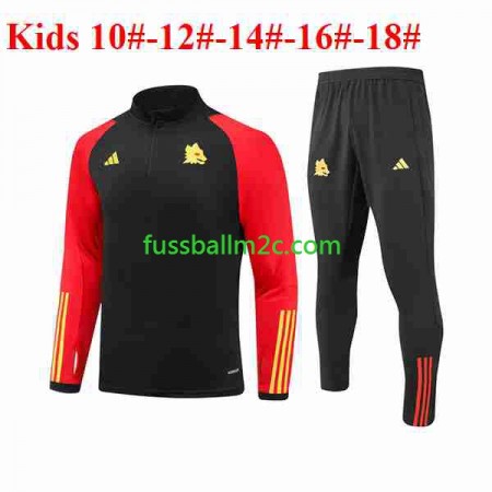 AS Rom Kinder Schwarz Sweatshirts Anzüge 2023-2024 AS Rom Kinder Schwarz Sweatshirts Anzüge 2023-2024